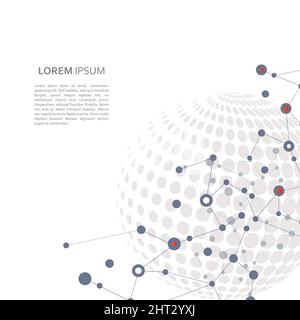 Vector molecule connect with halftone planet Stock Vector