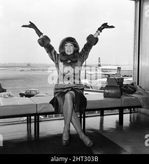 Dancer, choreographer and actress Gillian Lynne arriving at London Airport after flying from New York. 19th May 1965. Stock Photo