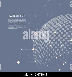 Vector molecule connect with halftone planet Stock Vector