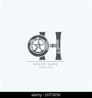 letter H tire logo design vector icon Stock Vector