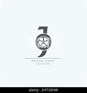 letter J tire logo design vector icon Stock Vector