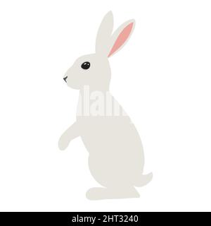 Hare on white background. Bunny for Easter card. Vector illustration. Stock Vector