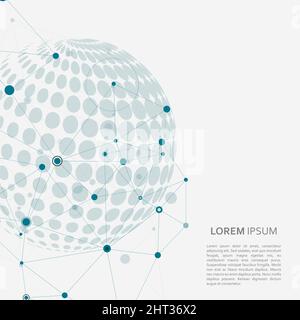 Vector molecule connect with halftone planet Stock Vector
