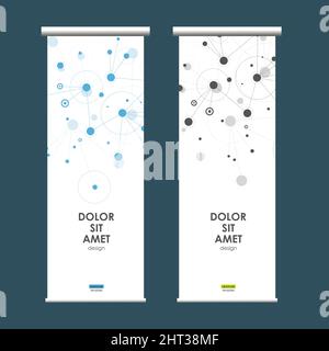 Roll up banner stand with abstract connect background Stock Vector
