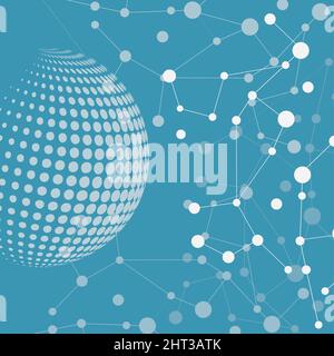 Vector halftone circle with molecule connect. Stock Vector