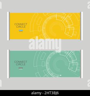 Abstract brochure template with technology round Stock Vector