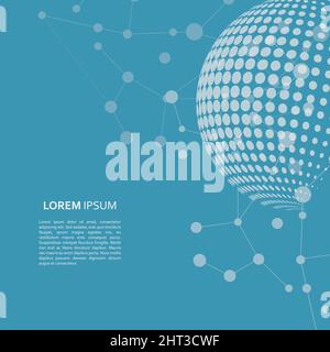 Vector halftone circle with molecule connect Stock Vector