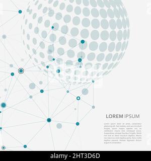 Vector molecule connect with halftone planet Stock Vector