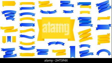 Ukrainian ribbons symbols in blue yellow ua national colors. Vector illustration on white background Stock Vector