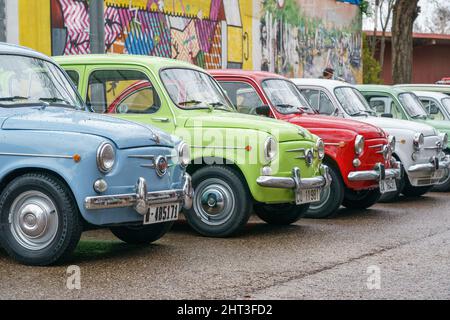 Madrid, Spain. 26th Feb, 2022. Fiat 600 is exhibited during the Madrid International Classic Vehicle Show held at Ifema from February 25 to 27. (Photo by Atilano Garcia/SOPA Images/Sipa USA) Credit: Sipa USA/Alamy Live News Stock Photo