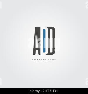 Minimal Business logo for Alphabet ADD - Initial Letter ADD - Vector Logo Template for Business Name Initials Stock Vector