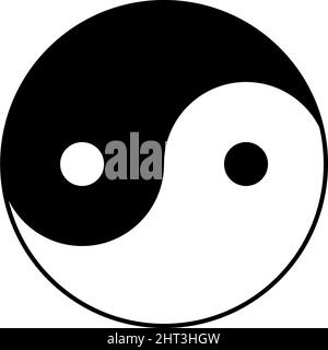 Black and white Yin Yang on a white background, Vector illustration Stock Vector