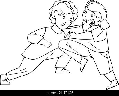 Schoolboys Fighting In School Corridor Vector Stock Vector Image & Art ...