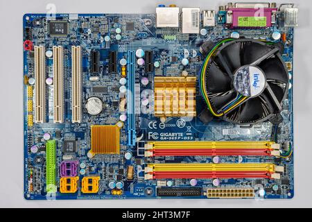 A desktop computer motherboard, Gigabyte 965P-DS3. Stock Photo