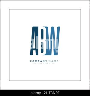 Initial Letter ABW Logo - Minimal Business Logo for Alphabet A, B and W - Vector Logo Template for Business Name Initials Stock Vector