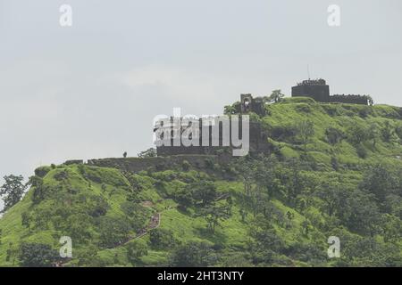 Rare view of Devgiri Fort during the rainy season. Daulatabad, Aurangabad, Maharashtra Stock Photo