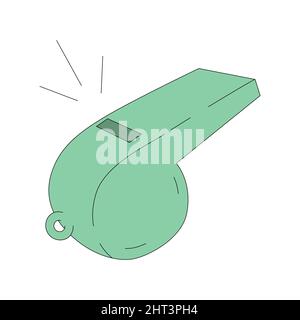 Vector illustration of whistle isolated on white background. Cartoon symbol of warning signal Stock Vector