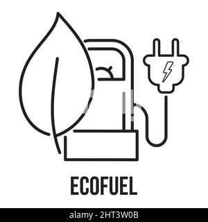 Eco fuel icon, gas station icon with leaves. Biofuel symbol icon or logo. Fuel pump with leaf. Stock Vector