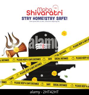 Maha Shivaratri greetings illustration in the pandemic. Pandemic Maha Shivaratri. covid 19, corona virus concept. Stock Vector