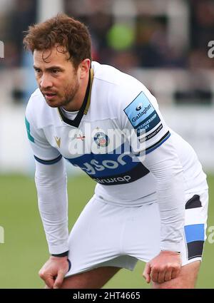 NEWCASTLE UPON TYNE, FEB 26TH Bath's Danny Cipriani during the Gallagher Premiership match between Newcastle Falcons and Bath Rugby at Kingston Park, Newcastle on Saturday 26th February 2022. (Credit: Michael Driver | MI News) Credit: MI News & Sport /Alamy Live News Stock Photo