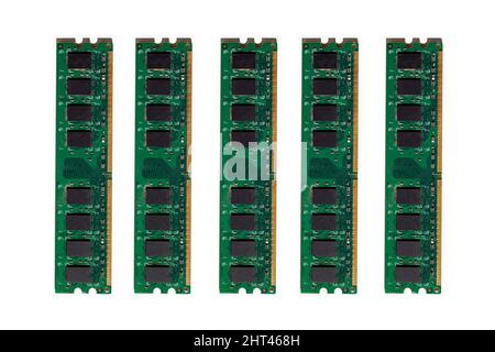 Closeup shot of random access memory cards isolated on a white background Stock Photo