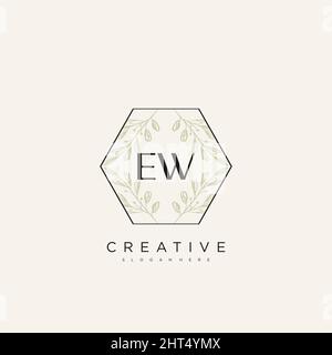 EW Initial Letter Flower Logo Template Vector premium vector Stock Vector