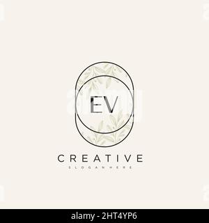EV Initial Letter Flower Logo Template Vector premium vector Stock Vector