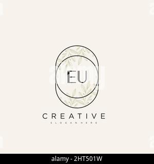 EU Initial Letter Flower Logo Template Vector premium vector Stock Vector