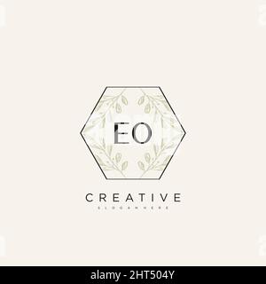 EO Initial Letter Flower Logo Template Vector premium vector Stock Vector