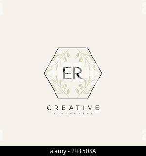 ER Initial Letter Flower Logo Template Vector premium vector Stock Vector