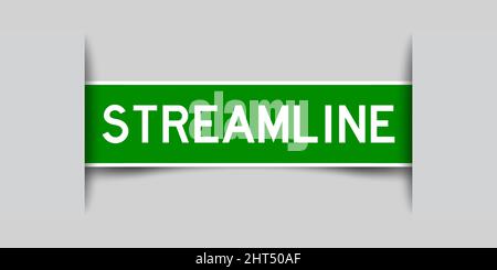 Inserted green color label sticker with word streamline on gray background Stock Vector