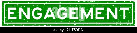 Grunge green engagement word square rubber seal stamp on white background Stock Vector