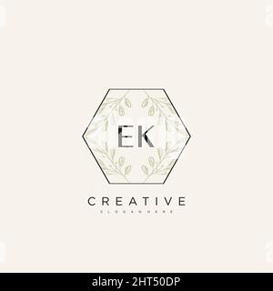 EK Initial Letter Flower Logo Template Vector premium vector Stock Vector