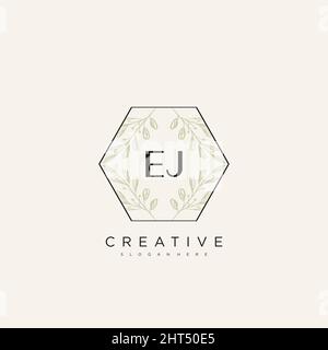 EJ Initial Letter Flower Logo Template Vector premium vector Stock Vector
