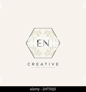 EN Initial Letter Flower Logo Template Vector premium vector Stock Vector
