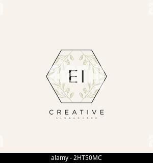 EI Initial Letter Flower Logo Template Vector premium vector Stock Vector