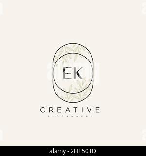 EK Initial Letter Flower Logo Template Vector premium vector Stock Vector