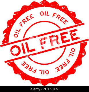 Grunge red oil free word round rubber seal stamp on white background Stock Vector