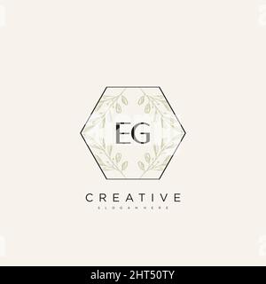 EG Initial Letter Flower Logo Template Vector premium vector Stock Vector