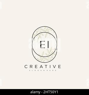 EI Initial Letter Flower Logo Template Vector premium vector Stock Vector