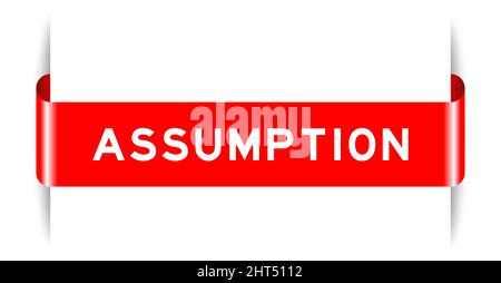 Red color inserted label banner with word assumption on white background Stock Vector