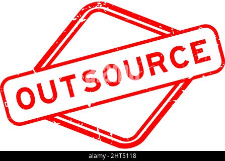 Grunge red outsource word rubber seal stamp  on white background Stock Vector