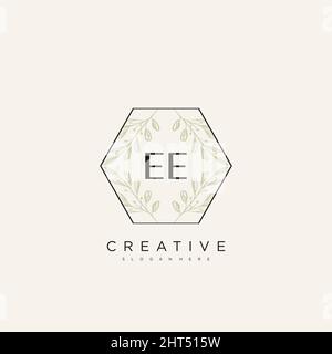 EE Initial Letter Flower Logo Template Vector premium vector Stock Vector