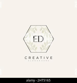 ED Initial Letter Flower Logo Template Vector premium vector Stock Vector