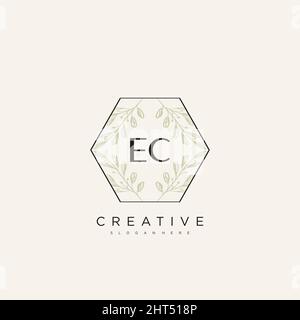 EC Initial Letter Flower Logo Template Vector premium vector Stock Vector