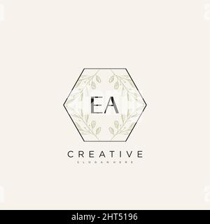 EA Initial Letter Flower Logo Template Vector premium vector Stock Vector