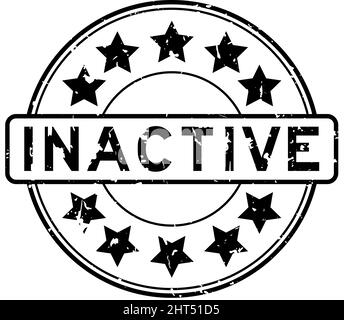 Grunge black inactive word with star icon round rubber seal stamp on white background Stock Vector