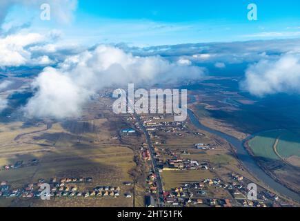 District of the city of Reghin in Romania seen from above Stock Photo