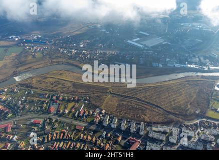 District of the city of Reghin in Romania seen from above Stock Photo