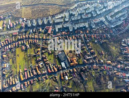 District of the city of Reghin in Romania seen from above Stock Photo